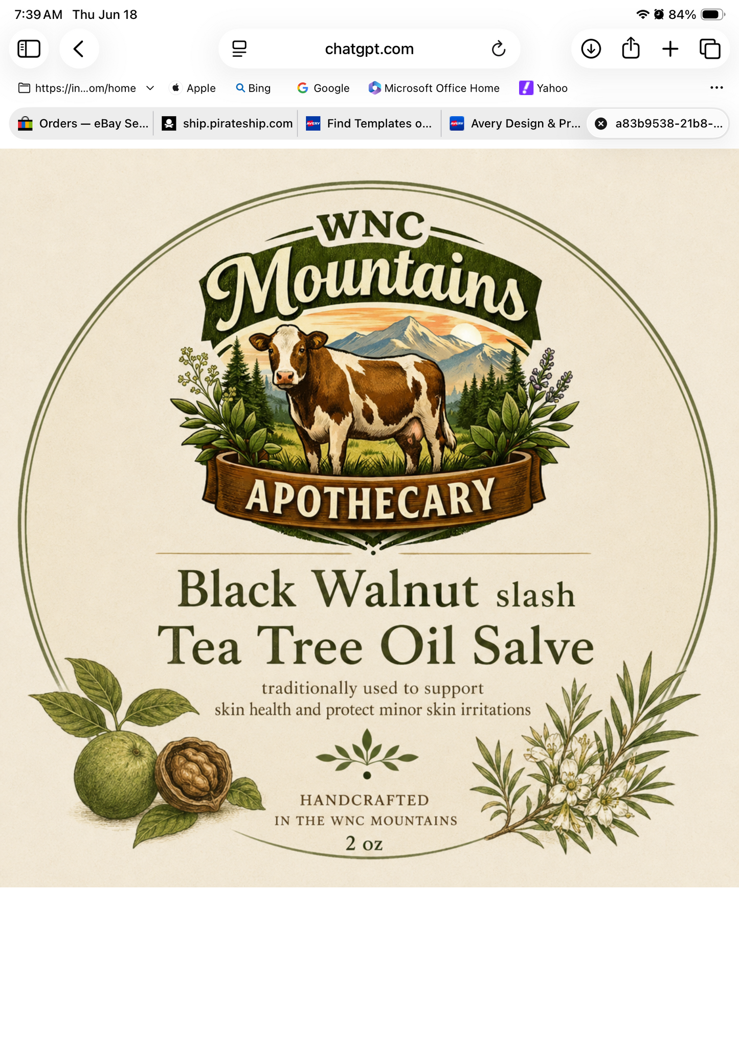 Black Walnut tea tree oil Salve antifungal