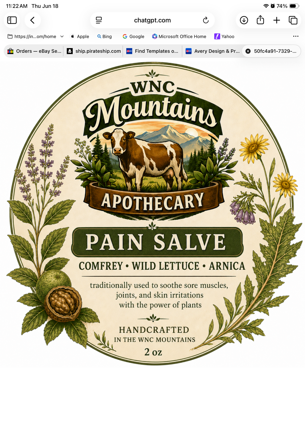 Comfrey, wild lettuce and Arnica Salve