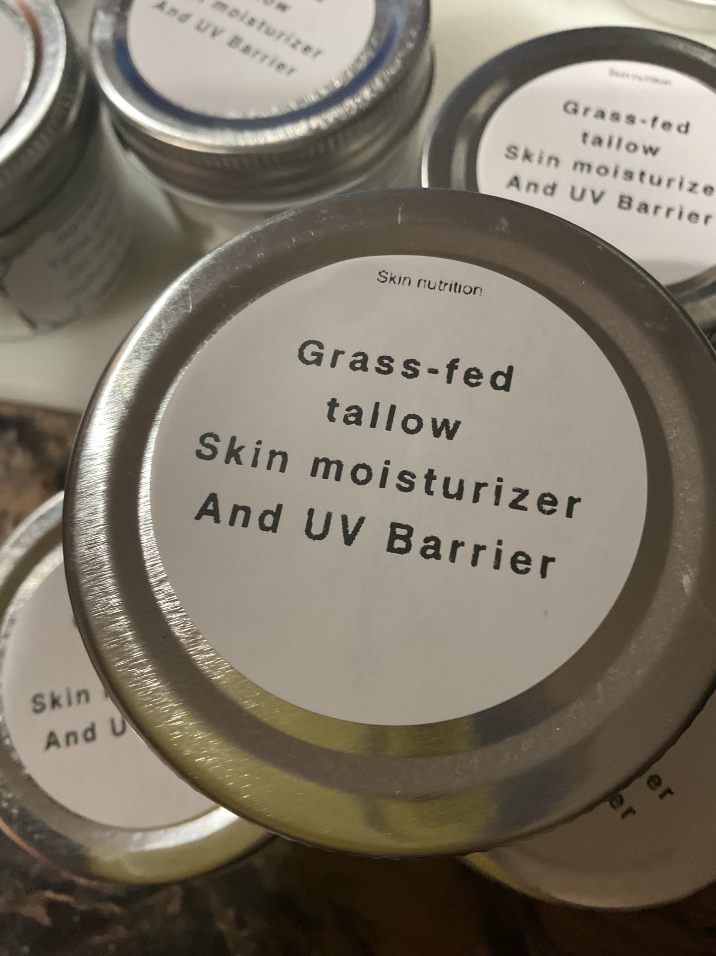 Grass-fed beef tallow/UV Barrier Zinc Oxide and Red Raspberry Seed Oil