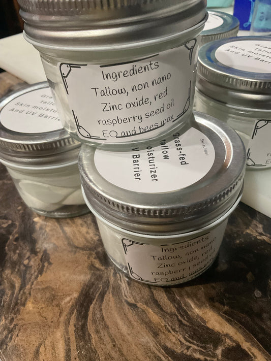 Grass-fed beef tallow/UV Barrier Zinc Oxide and Red Raspberry Seed Oil