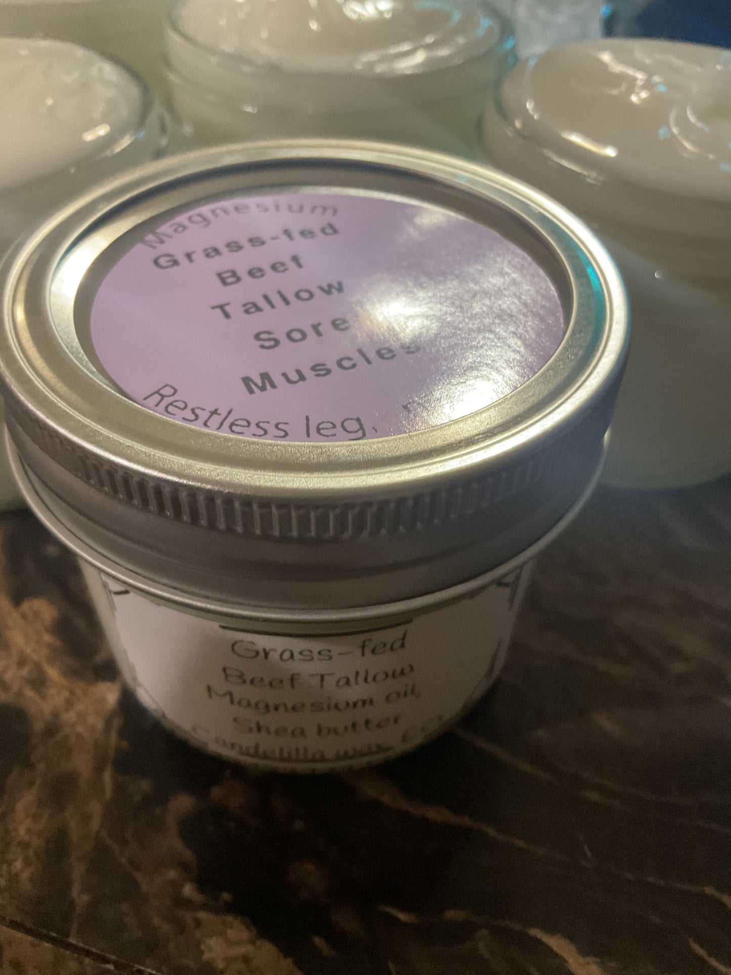 Magnesium Tallow skin nourishing and relief from sore muscles, restless leg, neuropathy 4 oz