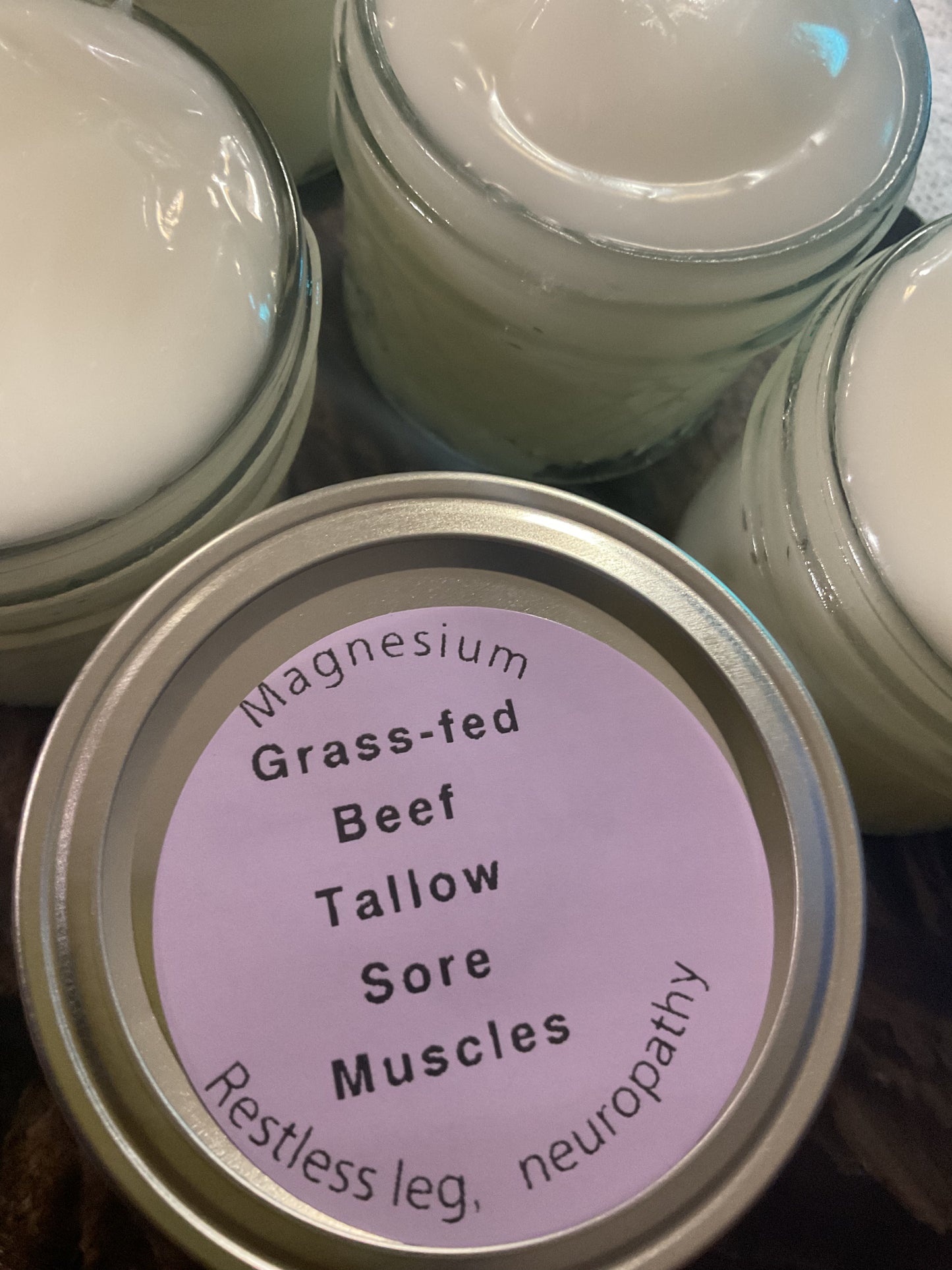 Magnesium Tallow skin nourishing and relief from sore muscles, restless leg, neuropathy 4 oz