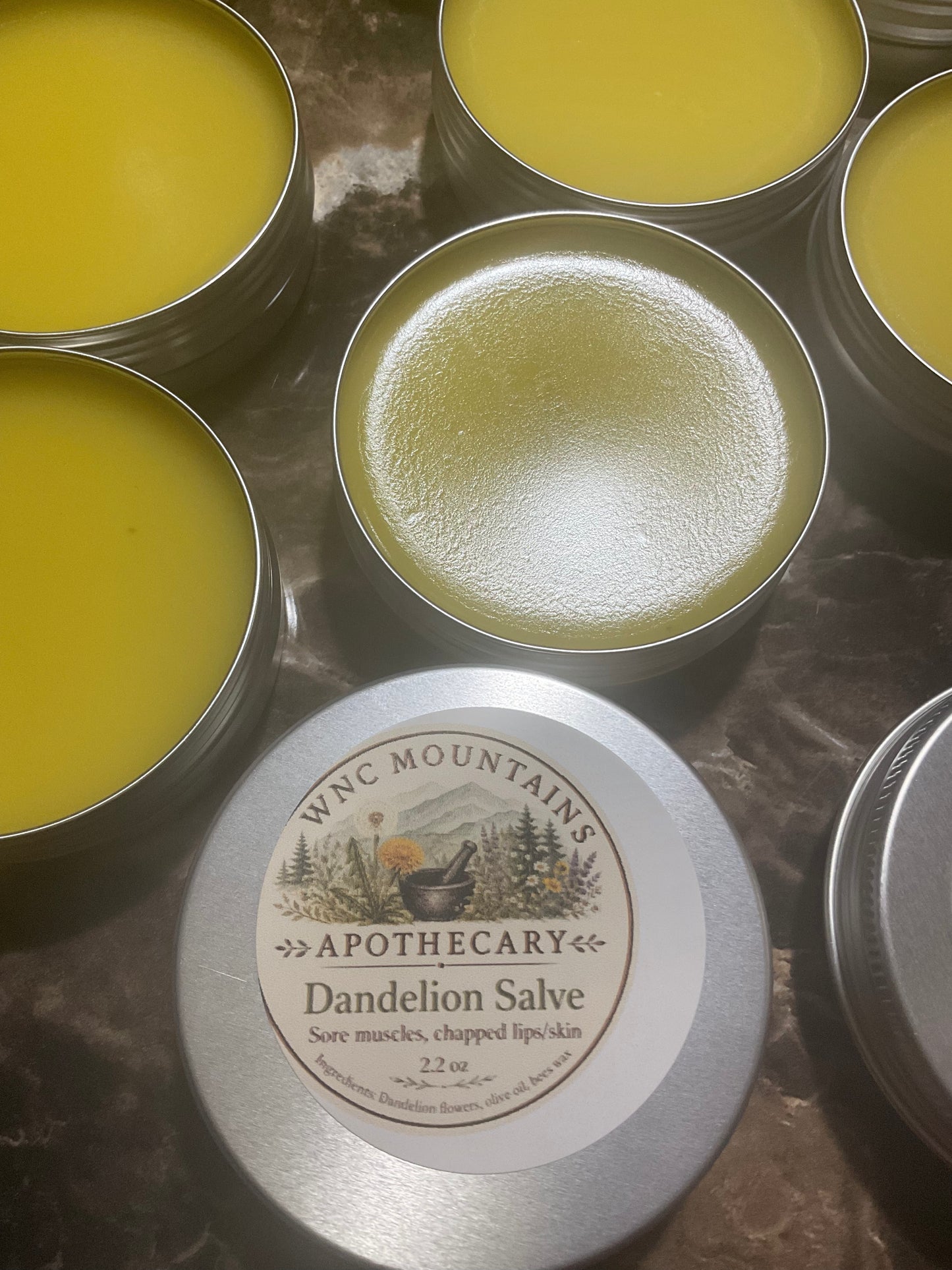 Dandelion Salve for chapped lips/skin, sore muscles