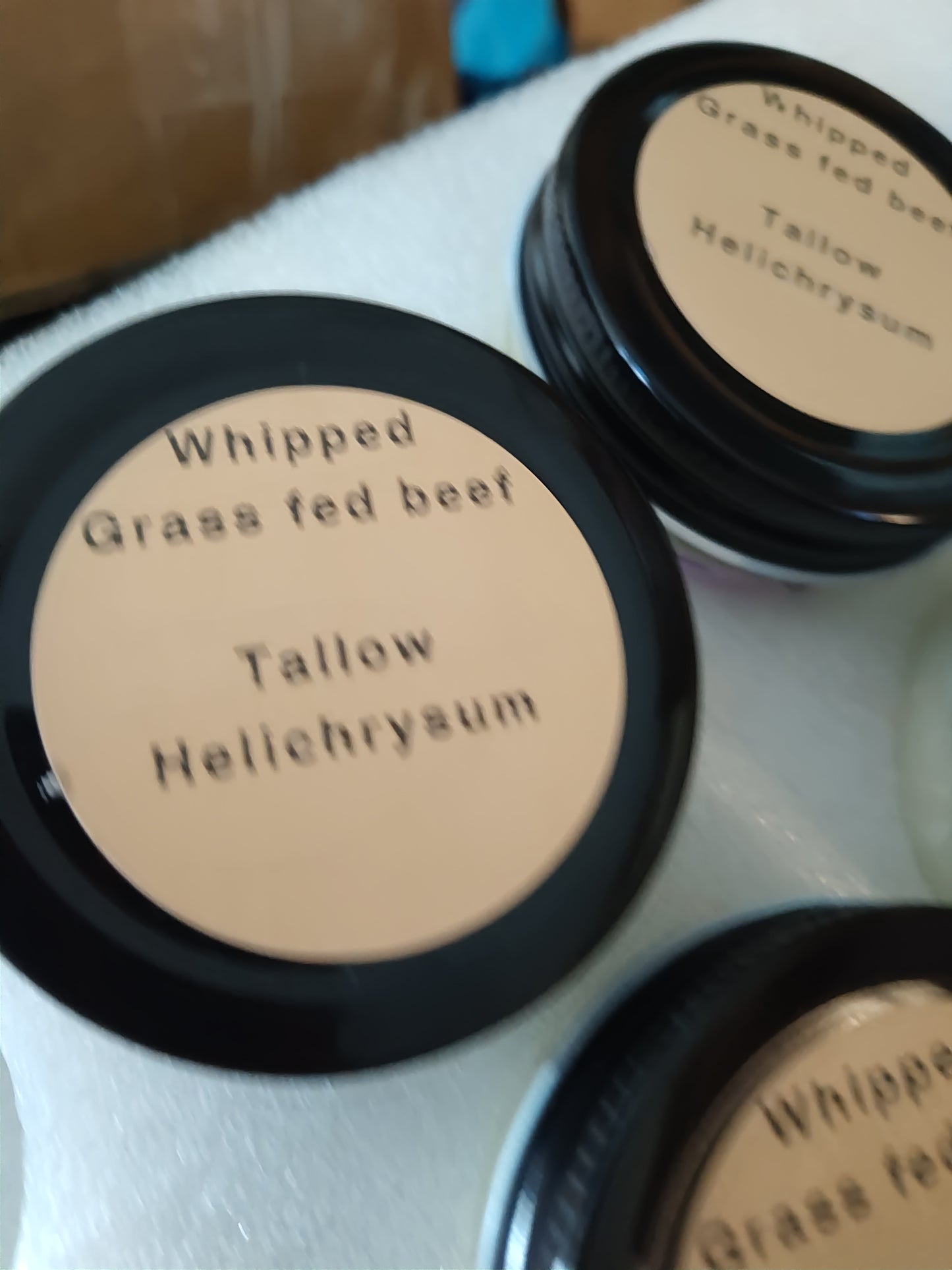 Grass-fed beef tallow Helichrysum bruises age spots blemishes, varicose veins